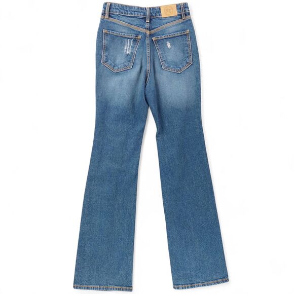 Grace & Emma Women’s Sz 4 Distressed Bootcut Jeans Blue High Rise Stretch Denim - Picture 2 of 13